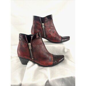 Un Tour en Ville Burgundy Distressed-Look Booties Womens EU Size 37